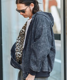 CAMBIO(JrI)mj10508-Chemical Wash Denim Hooded Blouson fju](u])