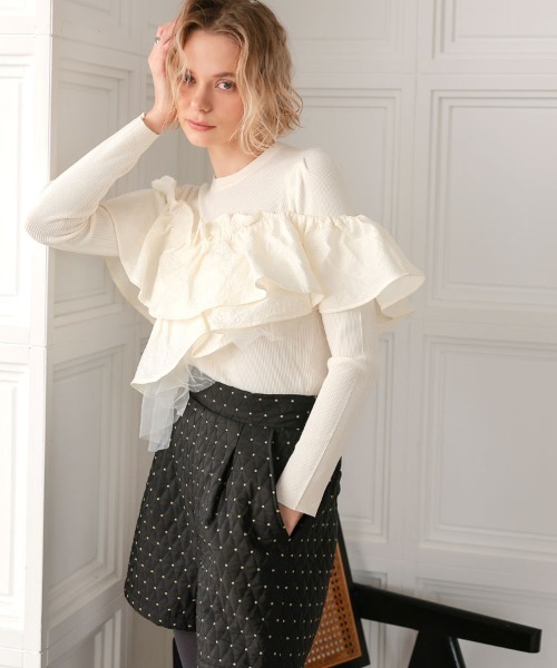 セール】ジャガードフリルニット（ニット/セーター）｜DONOBAN