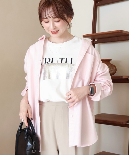 AMERICAN HOLIC(アメリカンホリック)の「UVカットリサイクルコットンオックスシャツ(シャツ/ブラウス・レディース・オフホワイト/サックスブルー/イエロー/オレンジ/ピンク系その他/グリーン系その他3/ブルー系その他7/イエロー系その他2・M/L)」の8枚目の写真