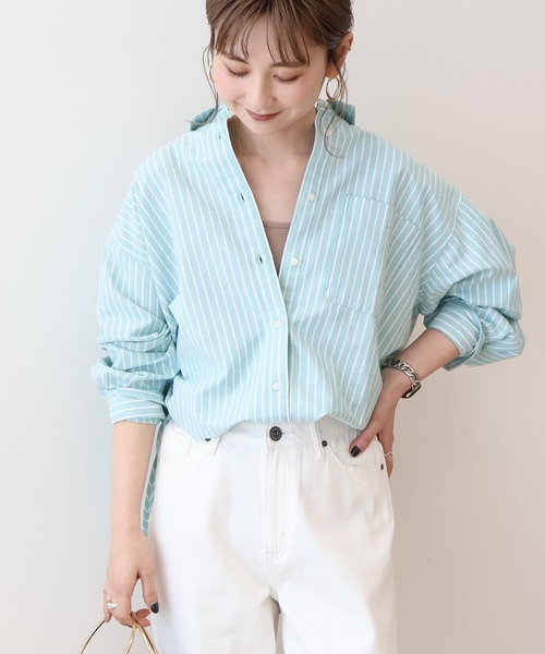 AMERICAN HOLIC(アメリカンホリック)の「UVカットリサイクルコットンオックスシャツ(シャツ/ブラウス・レディース・オフホワイト/サックスブルー/イエロー/オレンジ/ピンク系その他/グリーン系その他3/ブルー系その他7/イエロー系その他2・M/L)」の3枚目の写真