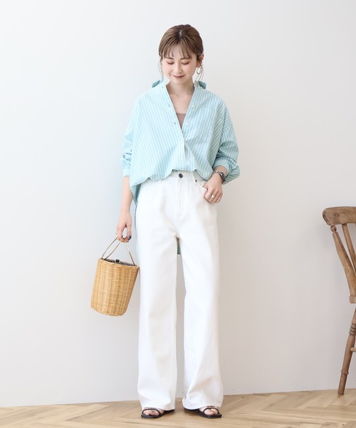 AMERICAN HOLIC(アメリカンホリック)の「UVカットリサイクルコットンオックスシャツ(シャツ/ブラウス・レディース・オフホワイト/サックスブルー/イエロー/オレンジ/ピンク系その他/グリーン系その他3/ブルー系その他7/イエロー系その他2・M/L)」の19枚目の写真