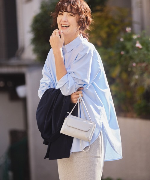 AMERICAN HOLIC(アメリカンホリック)の「UVカットリサイクルコットンオックスシャツ(シャツ/ブラウス・レディース・オフホワイト/サックスブルー/イエロー/オレンジ/ピンク系その他/グリーン系その他3/ブルー系その他7/イエロー系その他2・M/L)」の10枚目の写真