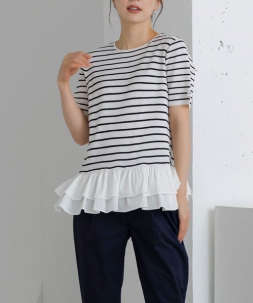 Sono(ソーノ)の「【SONO/ソーノ】〔ファンクショナル Knit〕プリマハイブリッドプルオーバー(ニット/セーター・レディース・ブラック/ホワイト×ブラック/ネイビー/ホワイト/ブラック×ブラック・F)」の3枚目の写真