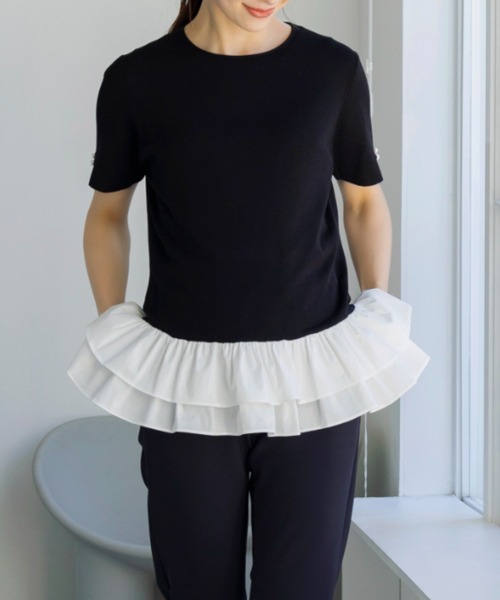 Sono(ソーノ)の「【SONO/ソーノ】〔ファンクショナル Knit〕プリマハイブリッドプルオーバー(ニット/セーター・レディース・ブラック/ホワイト×ブラック/ネイビー/ホワイト/ブラック×ブラック・F)」の4枚目の写真