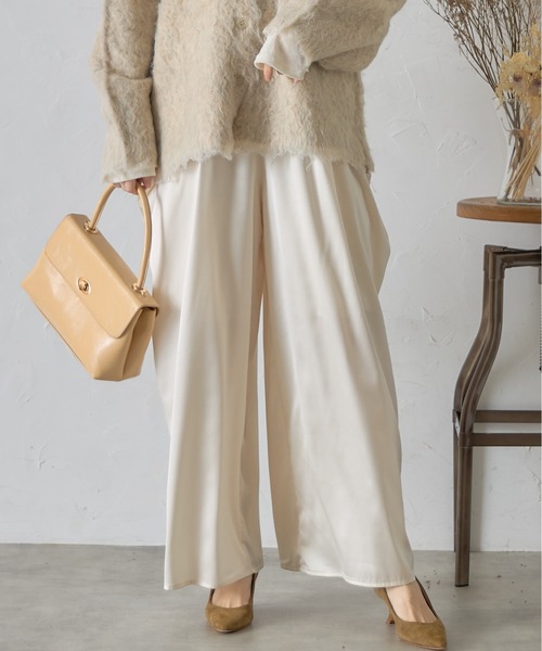 限定商品【 TATRAS 】MATUTA トップス OLLAGIE パンツ セット セール】 ウールスラブミックス セミワイドクロップドパンツ