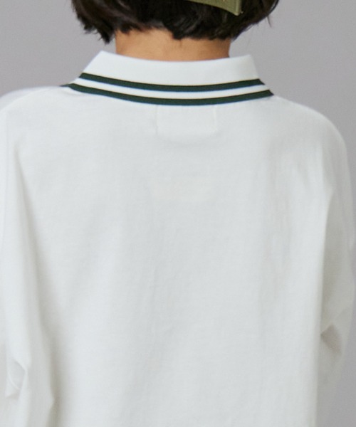 PAIRMANON STREET（ペアマノンストリート）の「【PAIRMANON STREET】ライン入り ポロ襟 長袖 Tシャツ トップス 天竺（ポロシャツ・キッズ・ホワイト/グリーン/ブラック・90/130/100/150/120/110/160/140）」の8枚目の写真