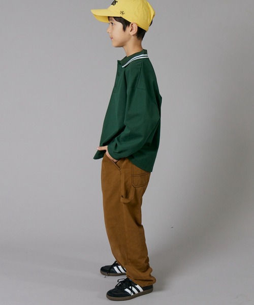 PAIRMANON STREET（ペアマノンストリート）の「【PAIRMANON STREET】ライン入り ポロ襟 長袖 Tシャツ トップス 天竺（ポロシャツ・キッズ・ホワイト/グリーン/ブラック・90/130/100/150/120/110/160/140）」の17枚目の写真