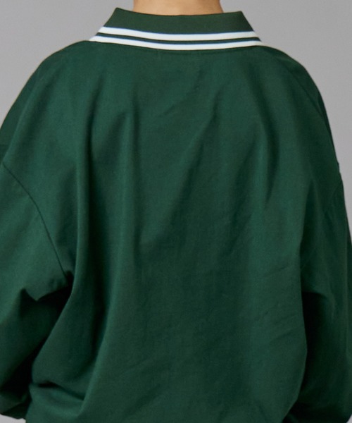 PAIRMANON STREET（ペアマノンストリート）の「【PAIRMANON STREET】ライン入り ポロ襟 長袖 Tシャツ トップス 天竺（ポロシャツ・キッズ・ホワイト/グリーン/ブラック・90/130/100/150/120/110/160/140）」の20枚目の写真