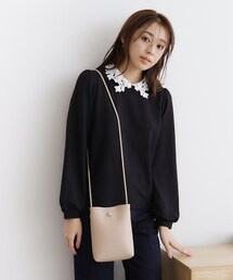 index | 【クリアポケット付】フラワーパーツ合皮ミニショルダーバッグ(ショルダーバッグ)