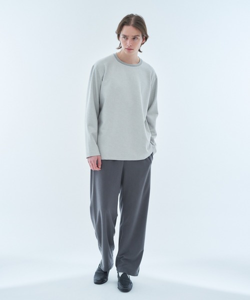 ESTNATION（エストネーション）の「ESTNATION / ダウンファブリック クルーネックロングスリーブカットソー（Tシャツ/カットソー・メンズ・ライトグレー/ダークブラウン・MEDIUM/LARGE/X-LARGE）」の8枚目の写真