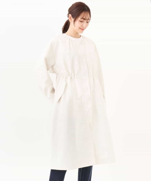 MK MICHEL KLEIN(エムケーミッシェルクラン)の「タフタノーカラーロングコート/洗える(ノーカラーコート・レディース・ブラック/アイボリー・38)」の11枚目の写真