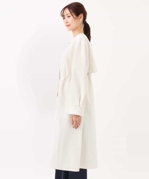 MK MICHEL KLEIN(エムケーミッシェルクラン)の「タフタノーカラーロングコート/洗える(ノーカラーコート・レディース・ブラック/アイボリー・38)」の12枚目の写真