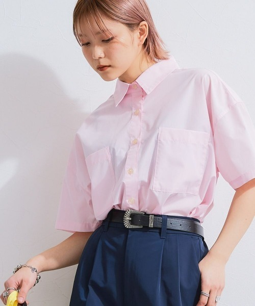 TTOL(トール)の「ルーズシルエット半袖シャツ(シャツ/ブラウス・レディース・オフホワイト/ピンク・FREE)」の3枚目の写真