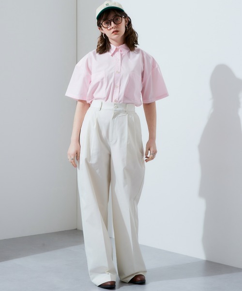 TTOL(トール)の「ルーズシルエット半袖シャツ(シャツ/ブラウス・レディース・オフホワイト/ピンク・FREE)」の5枚目の写真