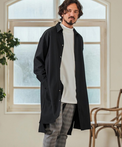 Magine（マージン）の「ms5978- Skipper & pullover design Long Shirts ロングシャツ（シャツ/ブラウス・メンズ・チャコール/ブラック/ライトベージュ・44/46/48）」の2枚目の写真