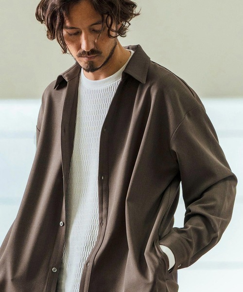 Magine（マージン）の「ms5978- Skipper & pullover design Long Shirts ロングシャツ（シャツ/ブラウス・メンズ・チャコール/ブラック/ライトベージュ・44/46/48）」の5枚目の写真