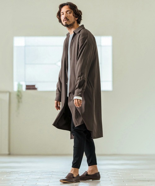 Magine（マージン）の「ms5978- Skipper & pullover design Long Shirts ロングシャツ（シャツ/ブラウス・メンズ・チャコール/ブラック/ライトベージュ・44/46/48）」の9枚目の写真