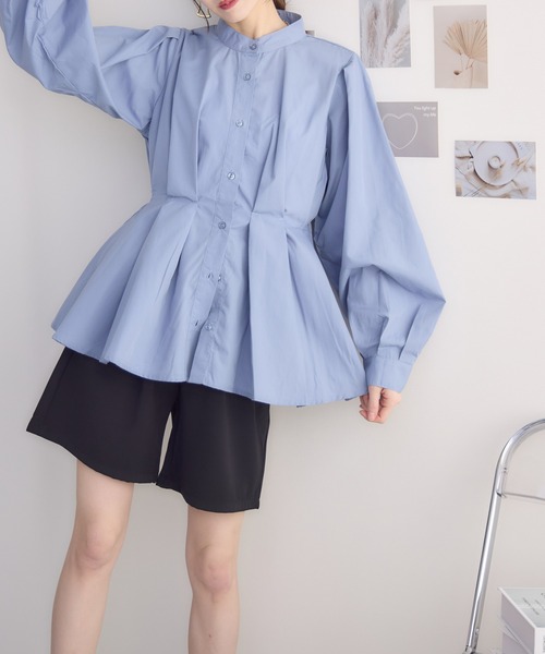 RU.TI.LE(ルチル)の「【RU.TI.LE】ノーカラーウエストタックブラウス(シャツ/ブラウス・レディース・ホワイト/ブラック/ブルー/グレイッシュベージュ・MEDIUM)」の9枚目の写真