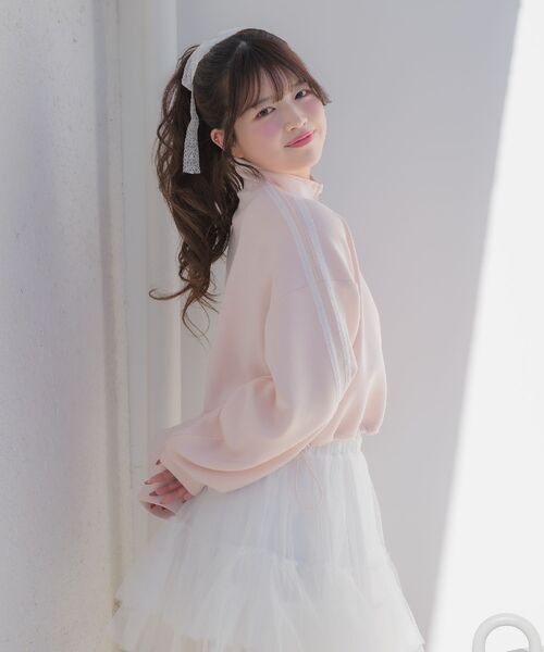 ems excite(エムズエキサイト)の「レースリボントラックJK(Tシャツ/カットソー・レディース・ピンク/ホワイト系その他/ダークグレー・FREE)」の6枚目の写真