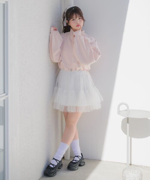 ems excite(エムズエキサイト)の「レースリボントラックJK(Tシャツ/カットソー・レディース・ピンク/ホワイト系その他/ダークグレー・FREE)」の7枚目の写真