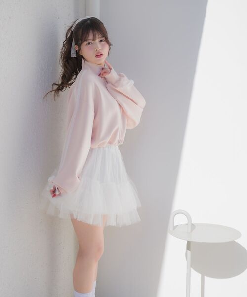 ems excite(エムズエキサイト)の「レースリボントラックJK(Tシャツ/カットソー・レディース・ピンク/ホワイト系その他/ダークグレー・FREE)」の8枚目の写真