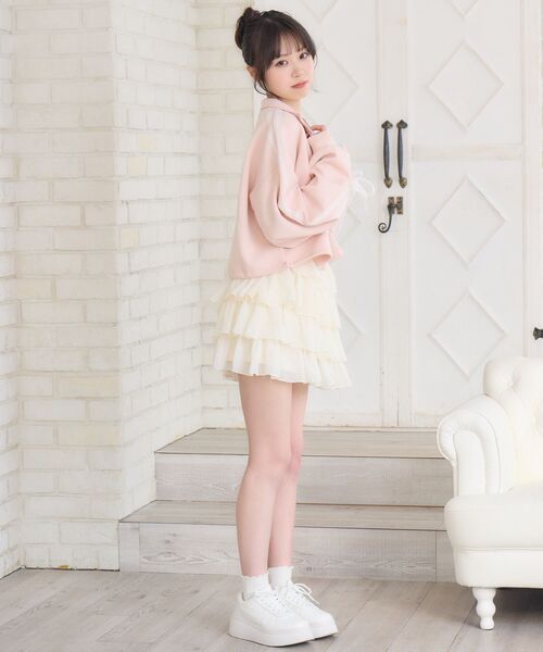 ems excite(エムズエキサイト)の「レースリボントラックJK(Tシャツ/カットソー・レディース・ピンク/ホワイト系その他/ダークグレー・FREE)」の10枚目の写真