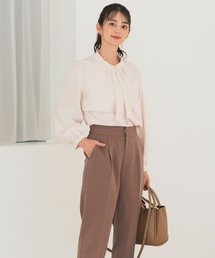 CELEN（セレン）の「【洗える/防シワ加工/UV加工/花粉防止】タックボウタイブラウス 長袖（シャツ/ブラウス）」