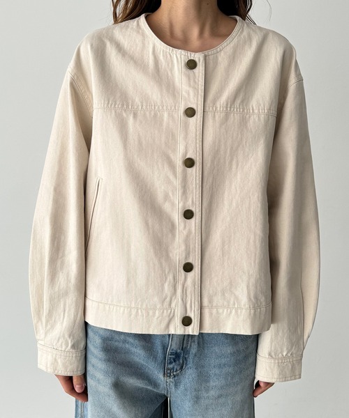 CANAL JEAN(キャナルジーン)の「El mar ヘリンボーンノーカラージャケット(ノーカラージャケット・レディース・キナリ・ONE SIZE)」の6枚目の写真