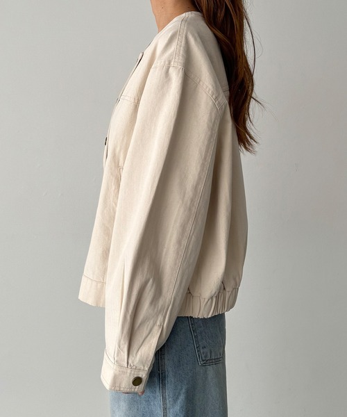 CANAL JEAN(キャナルジーン)の「El mar ヘリンボーンノーカラージャケット(ノーカラージャケット・レディース・キナリ・ONE SIZE)」の7枚目の写真