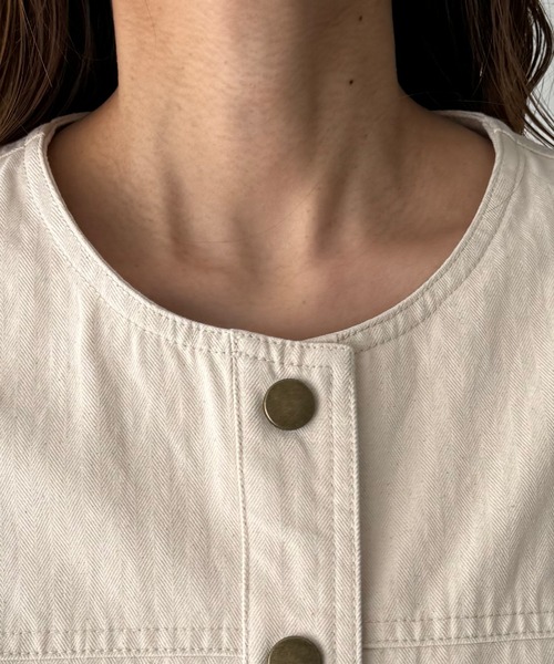 CANAL JEAN(キャナルジーン)の「El mar ヘリンボーンノーカラージャケット(ノーカラージャケット・レディース・キナリ・ONE SIZE)」の9枚目の写真