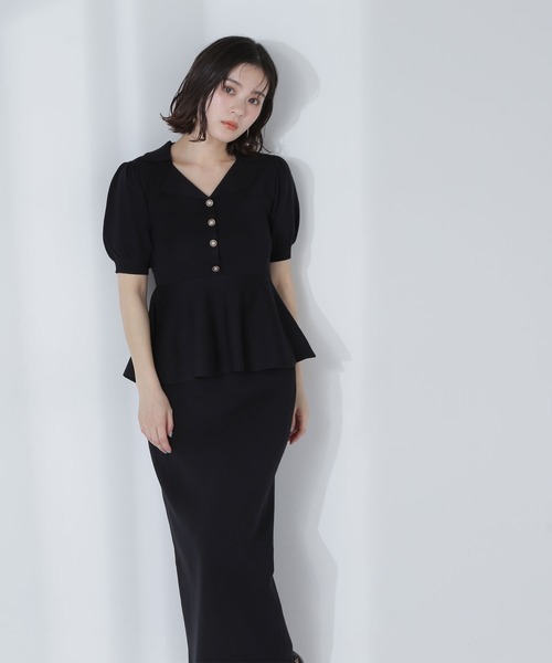 NATURAL BEAUTY BASIC(ナチュラルビューティーベーシック)の「◇ペプラムニット&スカートセット(ワンピース・レディース・グレー/ブラック・MEDIUM/P/S)」の7枚目の写真