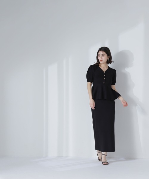 NATURAL BEAUTY BASIC(ナチュラルビューティーベーシック)の「◇ペプラムニット&スカートセット(ワンピース・レディース・グレー/ブラック・MEDIUM/P/S)」の8枚目の写真