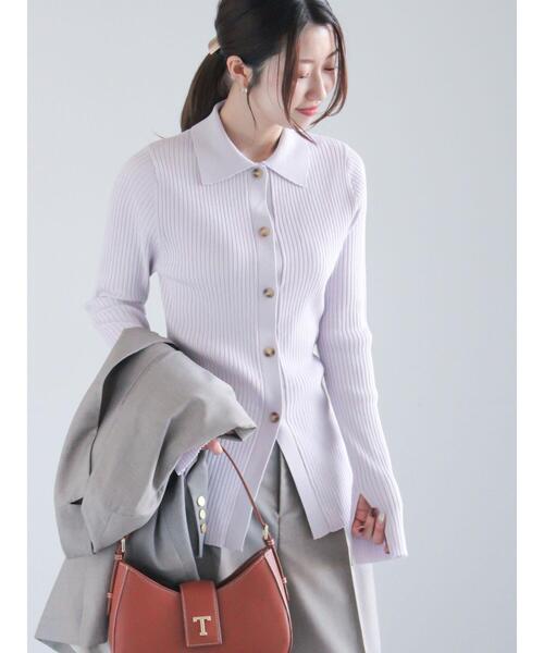 Te chichi（テチチ）の「リブポロカラーニットカーディガン《2025spring catalog item》（カーディガン/ボレロ・レディース・チャコールグレー/グレー/ラベンダー・F）」の3枚目の写真