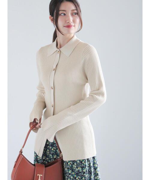 Te chichi（テチチ）の「リブポロカラーニットカーディガン《2025spring catalog item》（カーディガン/ボレロ・レディース・チャコールグレー/グレー/ラベンダー・F）」の2枚目の写真