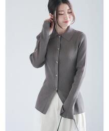 リブポロカラーニットカーディガン《2025spring catalog item》