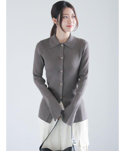 Te chichi（テチチ）の「リブポロカラーニットカーディガン《2025spring catalog item》（カーディガン/ボレロ・レディース・チャコールグレー/グレー/ラベンダー・F）」の18枚目の写真