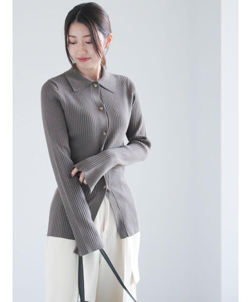 Te chichi（テチチ）の「リブポロカラーニットカーディガン《2025spring catalog item》（カーディガン/ボレロ・レディース・チャコールグレー/グレー/ラベンダー・F）」の19枚目の写真