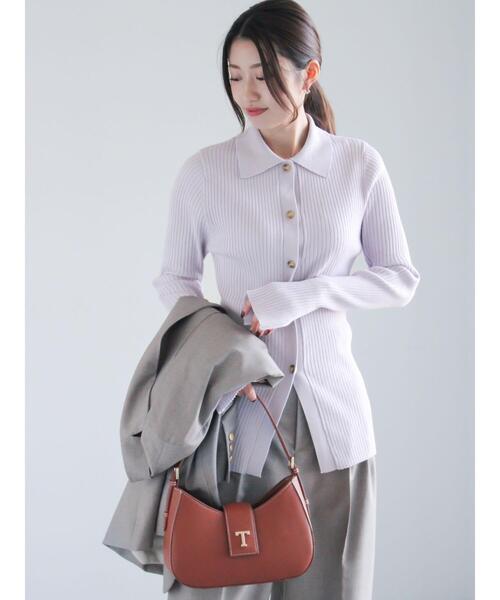 Te chichi（テチチ）の「リブポロカラーニットカーディガン《2025spring catalog item》（カーディガン/ボレロ・レディース・チャコールグレー/グレー/ラベンダー・F）」の22枚目の写真