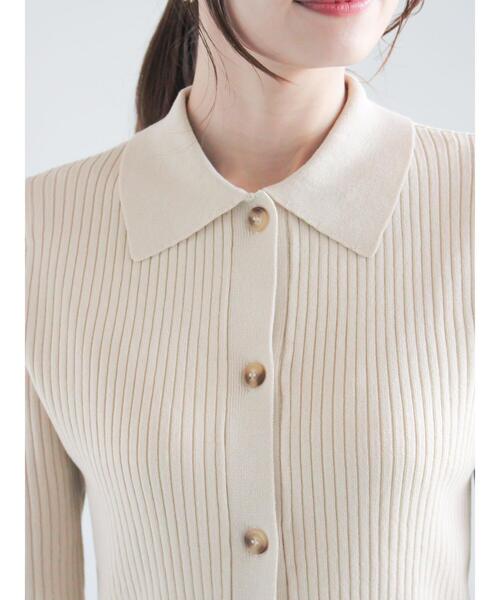 Te chichi（テチチ）の「リブポロカラーニットカーディガン《2025spring catalog item》（カーディガン/ボレロ・レディース・チャコールグレー/グレー/ラベンダー・F）」の5枚目の写真