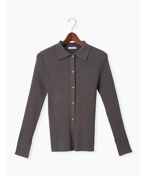 Te chichi（テチチ）の「リブポロカラーニットカーディガン《2025spring catalog item》（カーディガン/ボレロ・レディース・チャコールグレー/グレー/ラベンダー・F）」の8枚目の写真