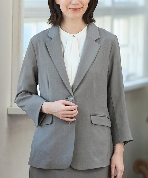 Honeys(ハニーズ)の「【ストレッチ・ウォッシャブル・イージーケア・接触冷感】8分袖2つ釦テーラードジャケット(テーラードジャケット・レディース・ネイビー/ベージュ/ブラック/グレー・3L/L/LL/M/S)」の21枚目の写真