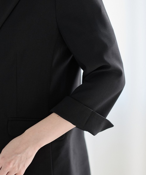 Honeys(ハニーズ)の「【ストレッチ・ウォッシャブル・イージーケア・接触冷感】8分袖2つ釦テーラードジャケット(テーラードジャケット・レディース・ネイビー/ベージュ/ブラック/グレー・3L/L/LL/M/S)」の14枚目の写真