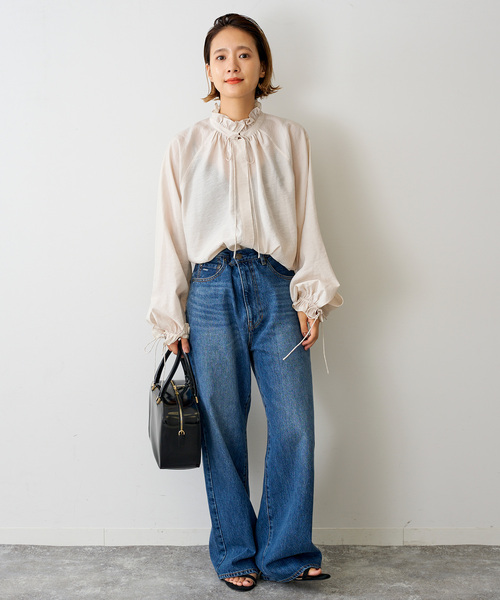 Spick & Span（スピックアンドスパン）の「《追加》ハイブリットフリルリボンブラウス（シャツ/ブラウス・レディース・ベージュ系その他/ベージュ/ブラック・FREE）」の11枚目の写真