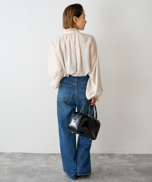 Spick & Span（スピックアンドスパン）の「《追加》ハイブリットフリルリボンブラウス（シャツ/ブラウス・レディース・ベージュ系その他/ベージュ/ブラック・FREE）」の13枚目の写真