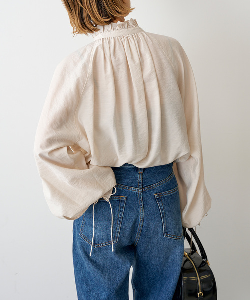 Spick & Span（スピックアンドスパン）の「《追加》ハイブリットフリルリボンブラウス（シャツ/ブラウス・レディース・ベージュ系その他/ベージュ/ブラック・FREE）」の17枚目の写真