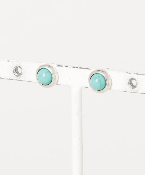 tone（トーン）の「ラウンドストーンピアス７mmSV925(OG)（ピアス（両耳用）・レディース・ブルー/ターコイズブルー/ピンク/パープル・FREE）」の2枚目の写真