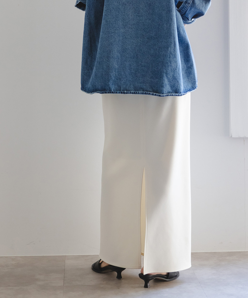 Noble（ノーブル）の「《追加》コンフォートジャージーライクタイトスカート 2（スカート・レディース・ブラック/ホワイト・40/34/36/38）」の12枚目の写真