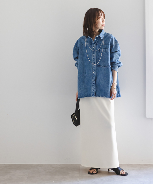 Noble（ノーブル）の「《追加》コンフォートジャージーライクタイトスカート 2（スカート・レディース・ブラック/ホワイト・40/34/36/38）」の13枚目の写真