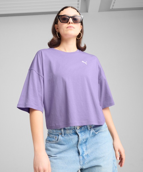 PUMA（プーマ）の「PUMA プーマ ウィメンズ ワードローブ ESS オーバーサイズ ショート 半袖 Tシ（Tシャツ/カットソー・レディース・オフホワイト/ブラック/パープル/カーキ・X-SMALL/MEDIUM/SMALL/LARGE/X-LARGE）」の4枚目の写真