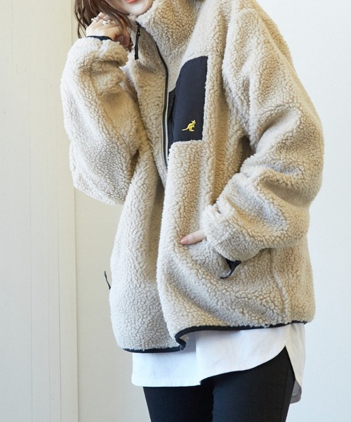 KANGOL（カンゴール）の「【RS】【KANGOL】ハイネック　ボアジップジャケット（ブルゾン・レディース・モカ/ホワイト/その他/ブラック/ベージュ・MEDIUM/LARGE/X-LARGE）」の4枚目の写真